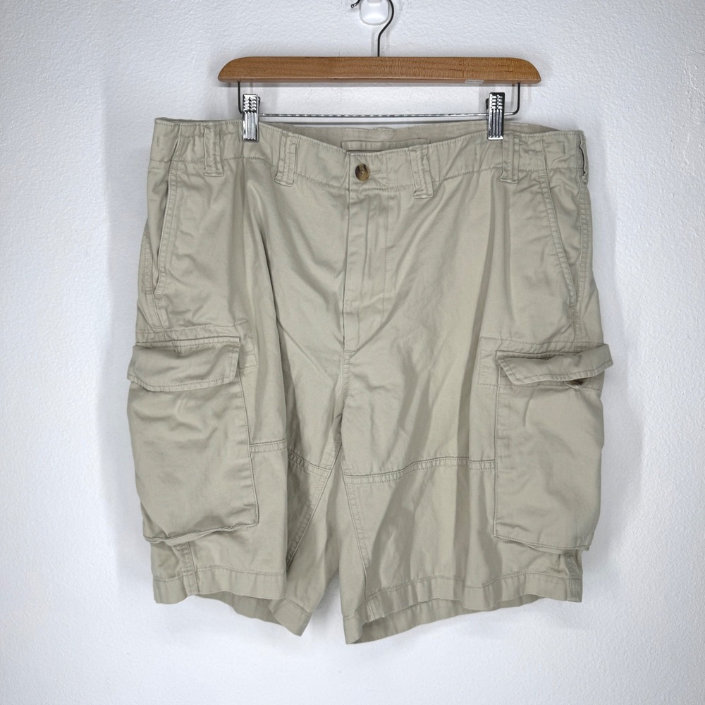 Polo Ralph‎ Lauren Mens Khaki Tan Relaxed Cotton Cargo Shorts Size 40 Utility